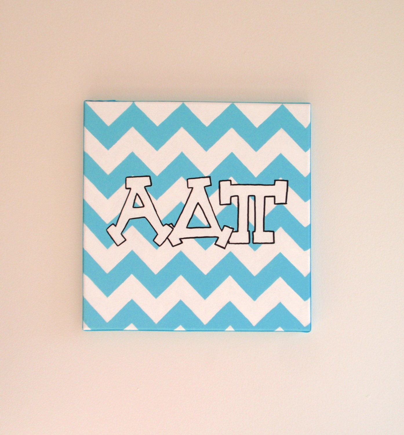 hand painted Alpha Delta Pi letters outline with chevron background 12x12 canvas OFFICIAL LICENSED PRODUCT
