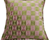 Kilim Style Cushion Cover / Pillow Case / Pillow Cover / Handmade Green Upholstery Sofa Cushion Case Decorative Throw 18" - PL4294