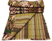 50"x40" Handmade Cotton Floral Embroidered Crib Size Gudari Green Baby Quilt Indian Reversible Beadspread - NGQ215