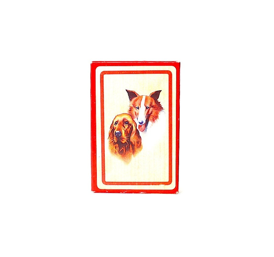 Dogs, Vintage Playing Cards, Card Deck, Sheltie, Irish Setter, Western Press W. P. Co Racine Wis, Double Ended Joker, No. 1885 Champions