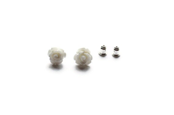 Rose Earrings. Bridal Jewelry Earrings. Jewelry for Bridesmaids. White Rose Earrings. Tiny Flower Earrings.