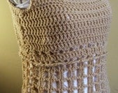 Crochet Beige Tank Top. Beach Cover. Tank Tank Top