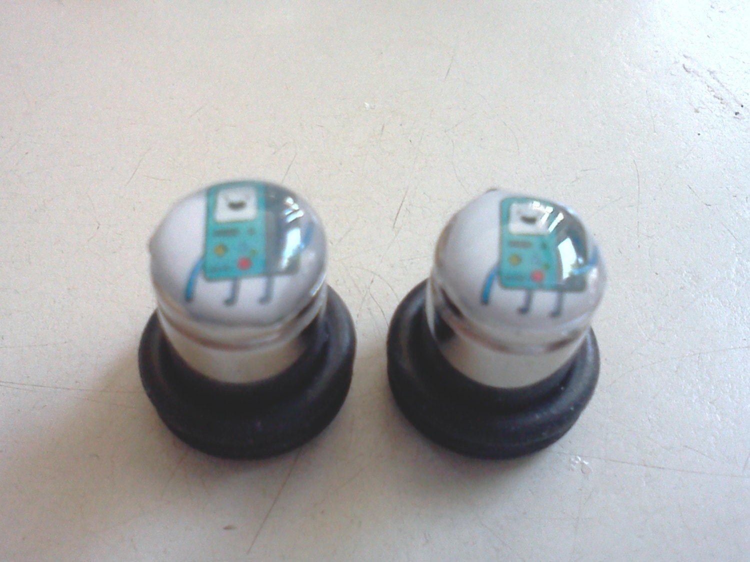Beemer - Stainless Steel Solid Plugs - 0 Gauge Handmade Punk Ear Cyber Ooak Hippie Body Jewelry