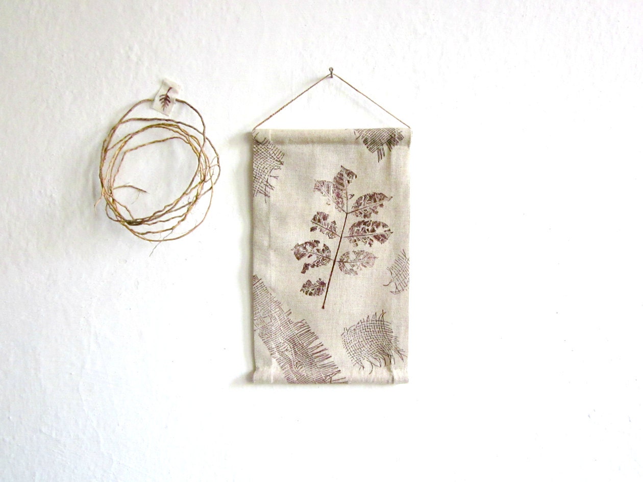 Wall Hanging - Hand stamped fabric, OOAK