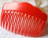 Vintage Hair Comb, Halloween Orange, Celluloid Plastic, Designer FRANCE, 1960s Mad Men, Summer Fall Accessory / Jewelry