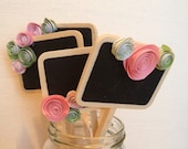 Mini Chalkboard Signs pink and green, wedding, table numbers, party, dessert or food label