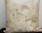 Roses Roses Roses   On A Cream Background Buttery Yellow Tan Beige Light Brown Celery Green Pea Green Lightest Blue