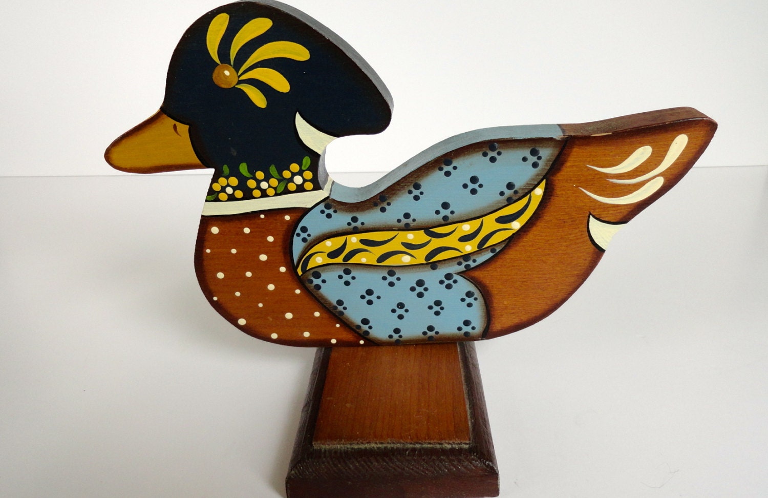 Handpainted Wood Duck Folk Art