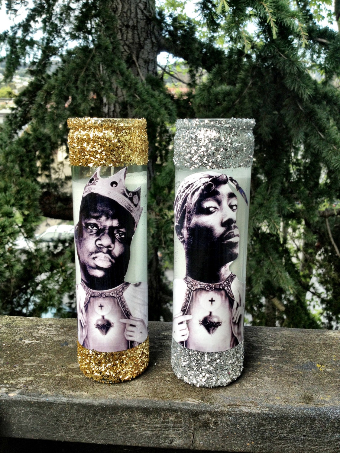 Sacred Heart Of Biggie & 2pac Candle SET