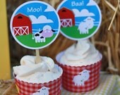 Farm Animal Party CUPCAKE PICK and WRAPPER - The Celebration Shoppe