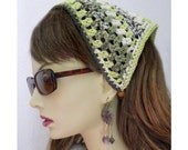 Shades of green Boho Chic Summer Fashion Kerchief /headscarf hand crocheted womens teens hair accessories bandana headband