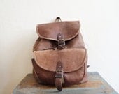 1970 Vintage Leather Backpack / Brown Vintage Backpack