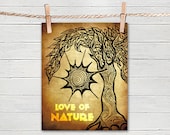Poster Print 8x10 - Sepia Sunny Tree Quote - of Fine Art Illustration for Your Wall Decor