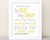 Silver Linings Playbook Quote  - Typography Poster - Quote Print - Typographic Print - gray & yellow - 8x10