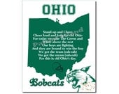Ohio Bobcats Football Art Print Map Sports Fight Song Lyrics 8x10