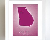 Wedding gift / Georgia Love Map / Silhouette Art Poster 8x10 / Any State