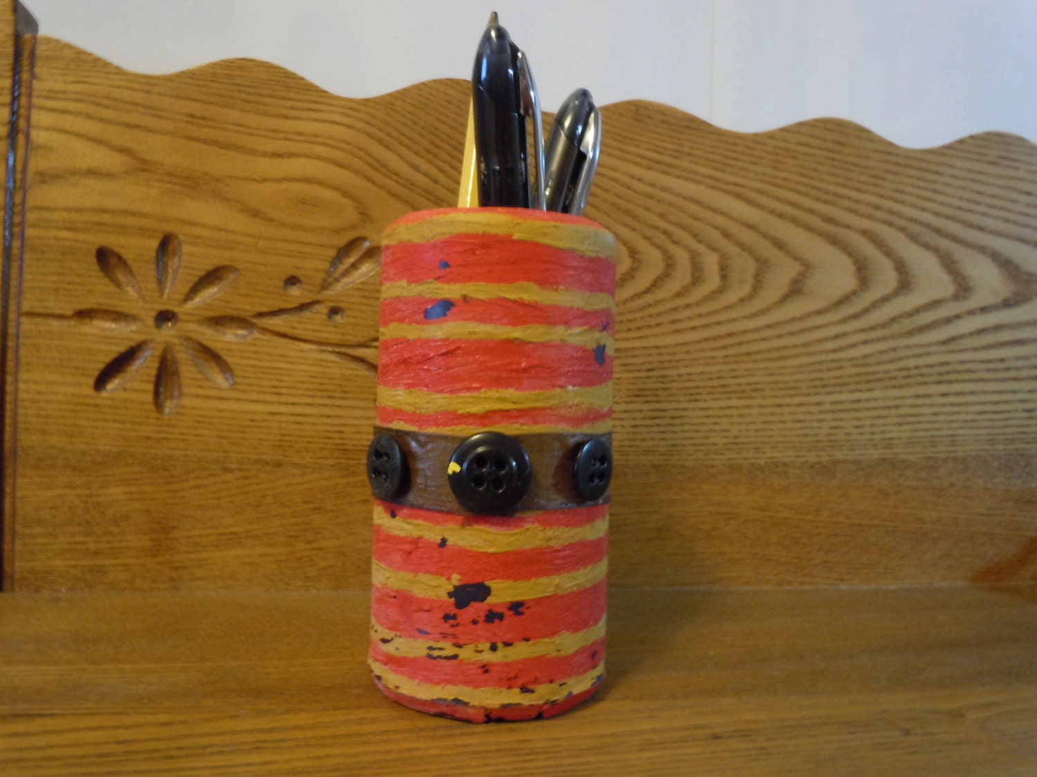 Rustic Pencil Holder - Recycled Wooden Pencil Holder - Handmade Pencil and Pen Holder - Housewares - Office Supplies - Discounted Items