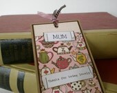 Handcrafted Bookmark, Bookmark for Mum, Recycled Kraft Card, Gift for Her, Mothers Day, Birthday Gift
