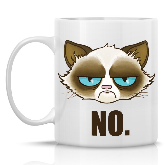 Cactus the Cranky Cat Mug - NO - 11oz ceramic mug - Meme mug similar to Tard the Grumpy Cat(TM)