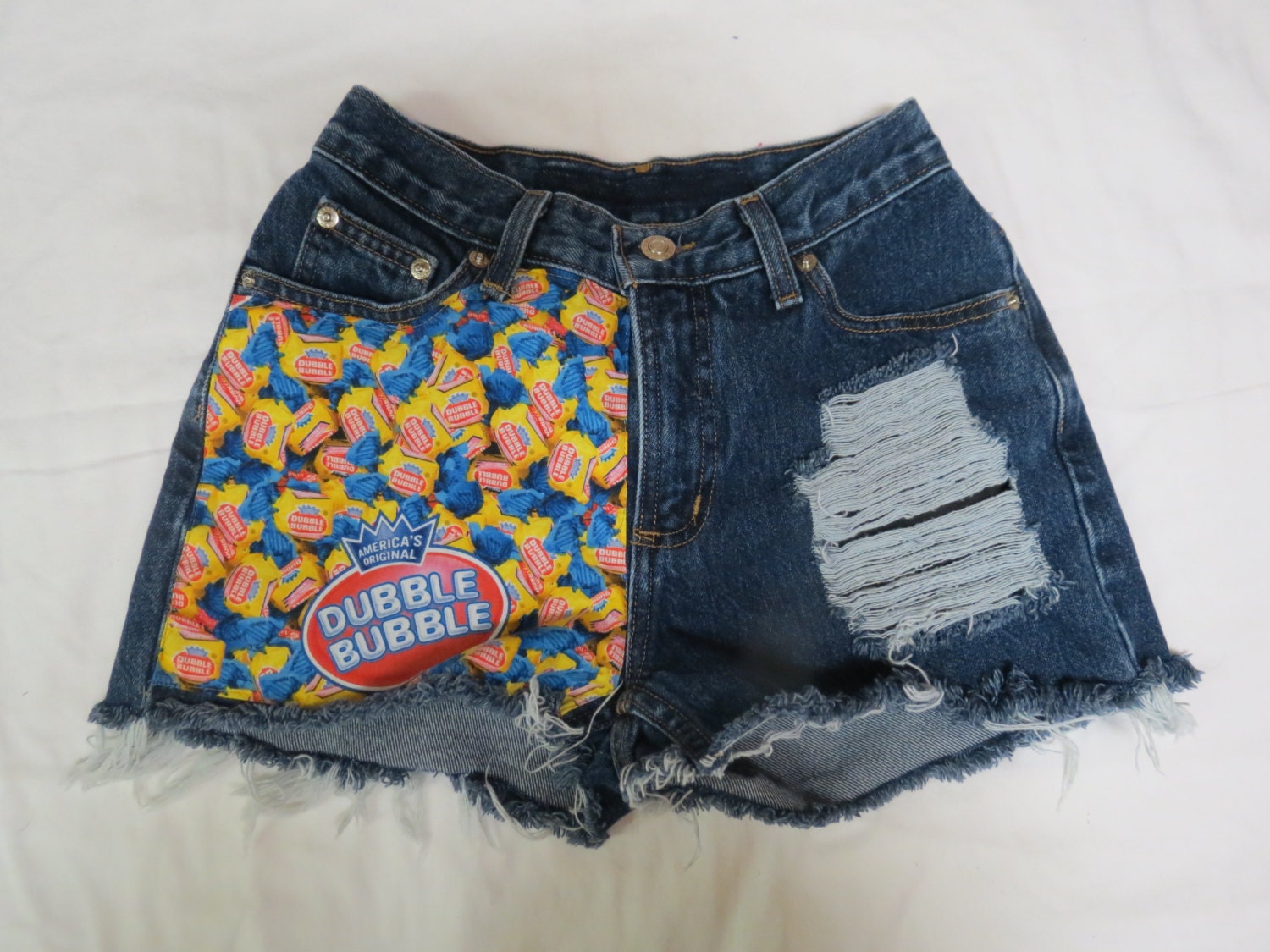 Bubble Gum high waisted denim shorts