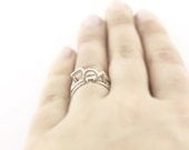 Three stacking geometric sterling silver rings