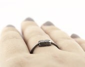 Oxidized sterling silver faceted rock geometric minimalist ring