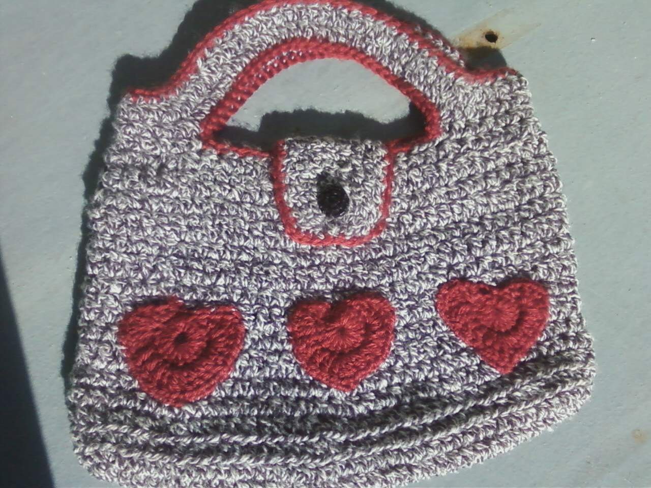 Crocheted Purse  With Hearts