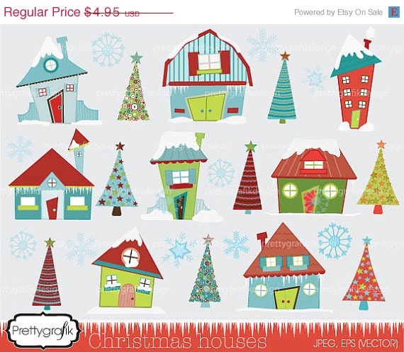60% OFF Save big christmas house clipart commercial use, vector graphics, digital clip art, digital images - PGCLPK414 Il_170x135