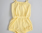 Stripes romper, yellow girls summer outfit, cotton sunsuit, baby jumper, girls clothing, toddler overall one piece, baby birthday gift