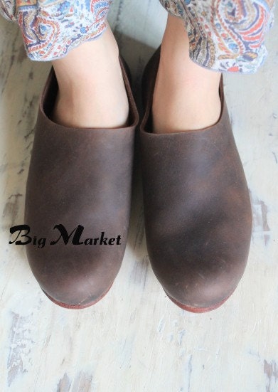 Vintage Thick Cow Leather Flat Shoes for Both Men and Women Slip-ons / HZBM001