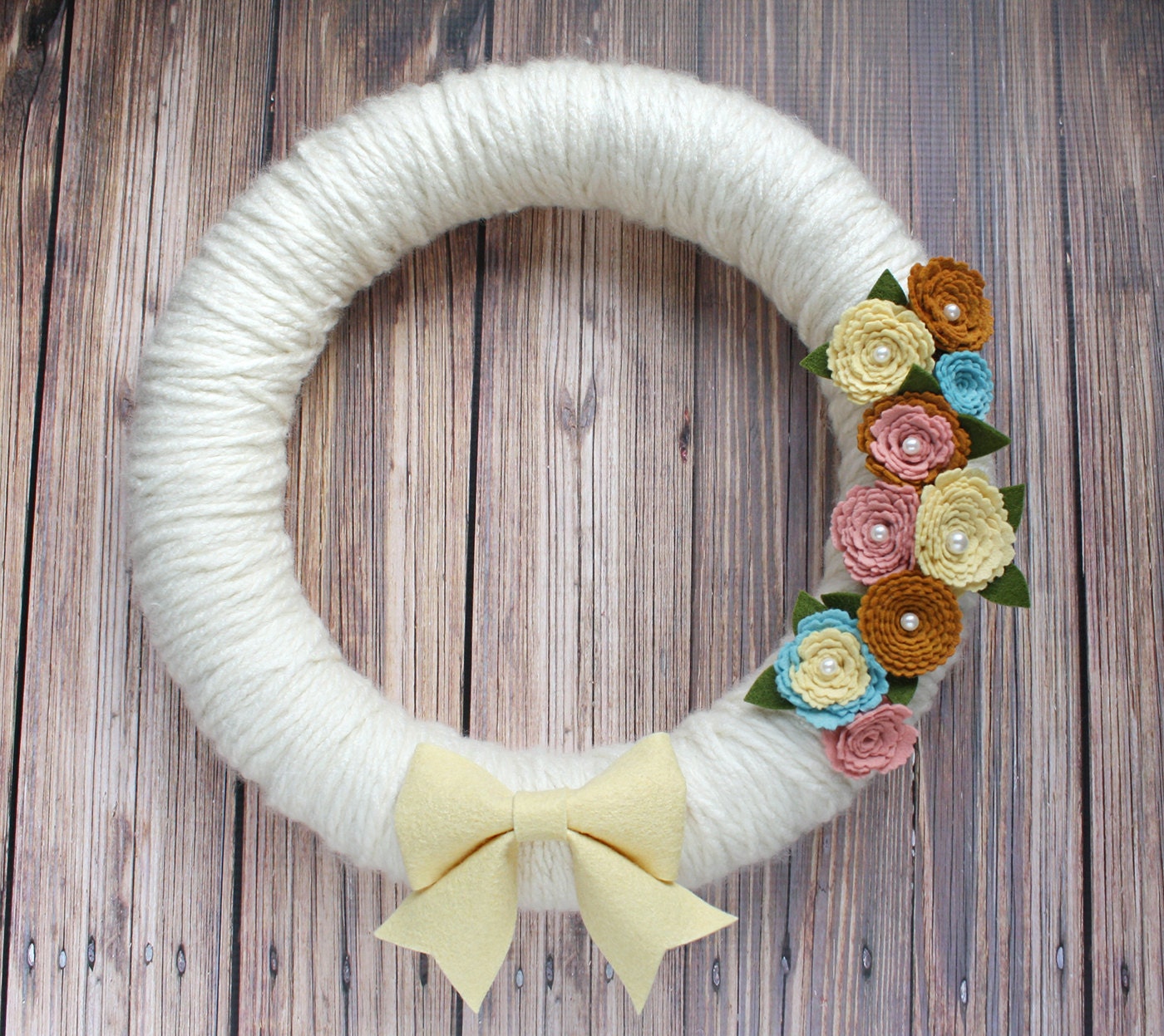 Yarn Wreath - "Whimsical Spring" - by Sugar Snap Boutique