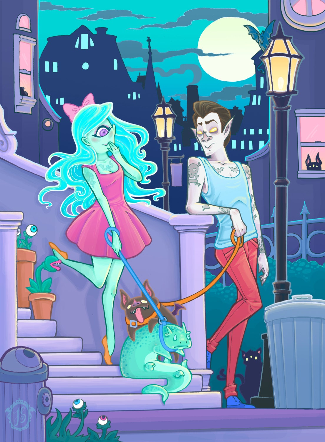Monsters in Love- 11x17 Print