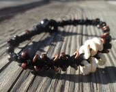 Black Hemp / Macrame Bracelet /  Copper  / Beads  / Tribal  / Ostrich Shell / Wood / Unisex  / For Him  / For Her / Bracelet