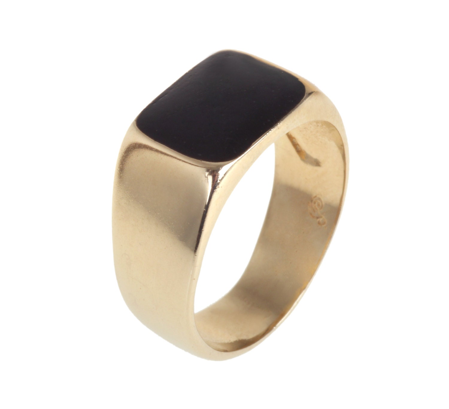Rectangular ring inlaid enamel in custom color, 14K goldfield rectangular ring inlaid in colorful enamel, 14 karat gold plated ring