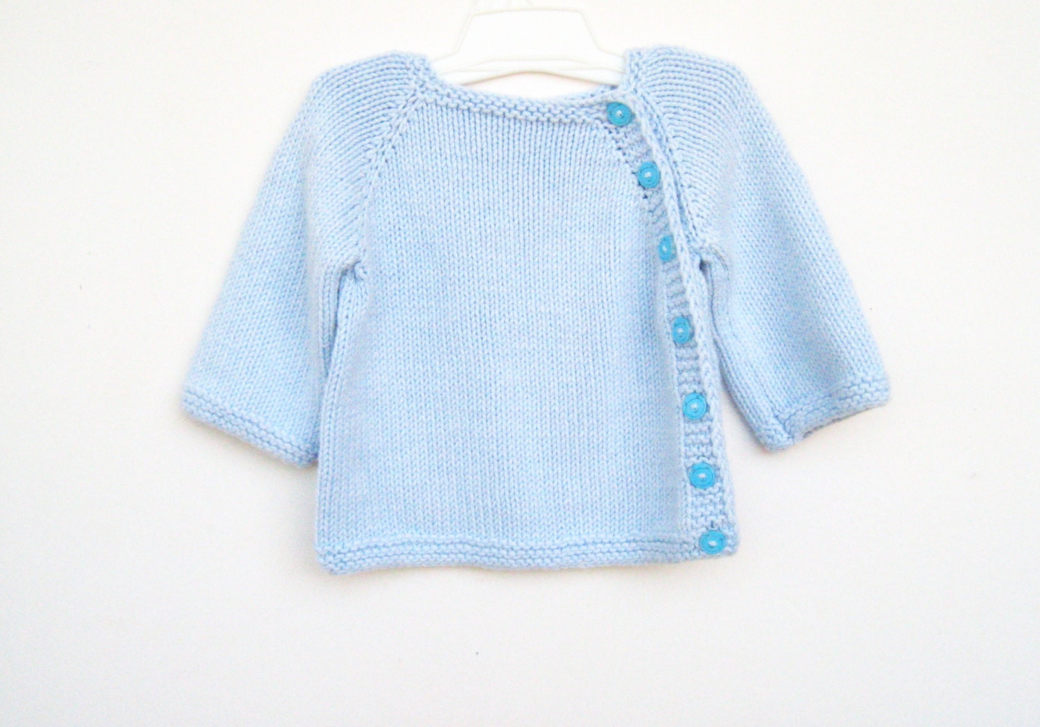 Bamboo newborn sweater. Blue baby sweater, newborn gift, very soft. Puerperium Cardigan. Made to order. - ATLASKNITSHOP