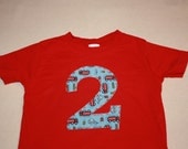 fire truck Birthday Number boys applique shirt red blue 2T 2 3T 3 4 4T 5 6