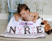 Pink Giraffe Custom Personalized Beach or Bath Towel - Monogrammed Name Towel - Applique Towel - Baby Girl Gift - Shower Gift - Birthday