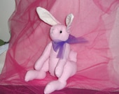 Pink  Bunny Rabbit Soft Cloth Doll Sculpted Perfect for Basket Baby