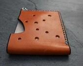 Handmade Tan Leather Credit Card / Business card holder - ref ey