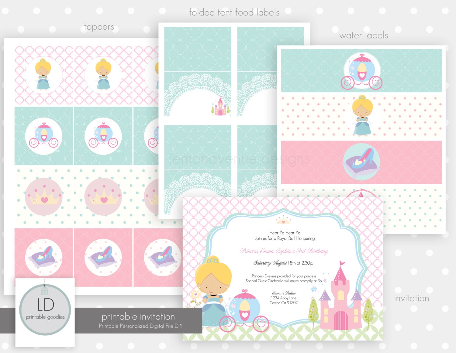 Cinderella Party Print Kit Il_570xn