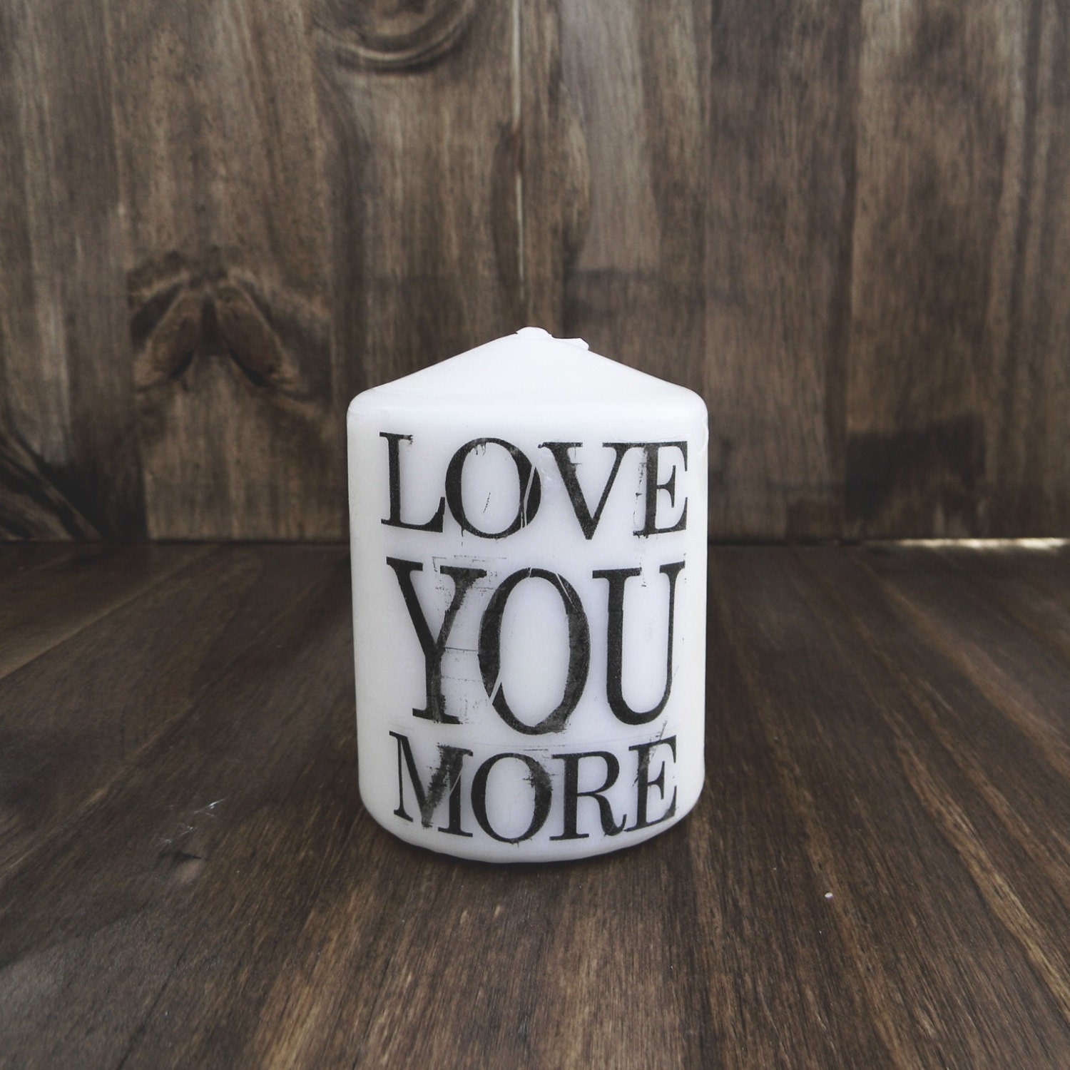 Love You More 3 Inch Pillar Candle, Wedding Favor, Wedding Gift, Family Gift, Housewarming gift, Couple gift, Valentines Day
