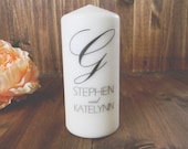 Initial and Names Personalized 6 Inch Pillar Unity Candle, Wedding, Couple, House warming gift, home