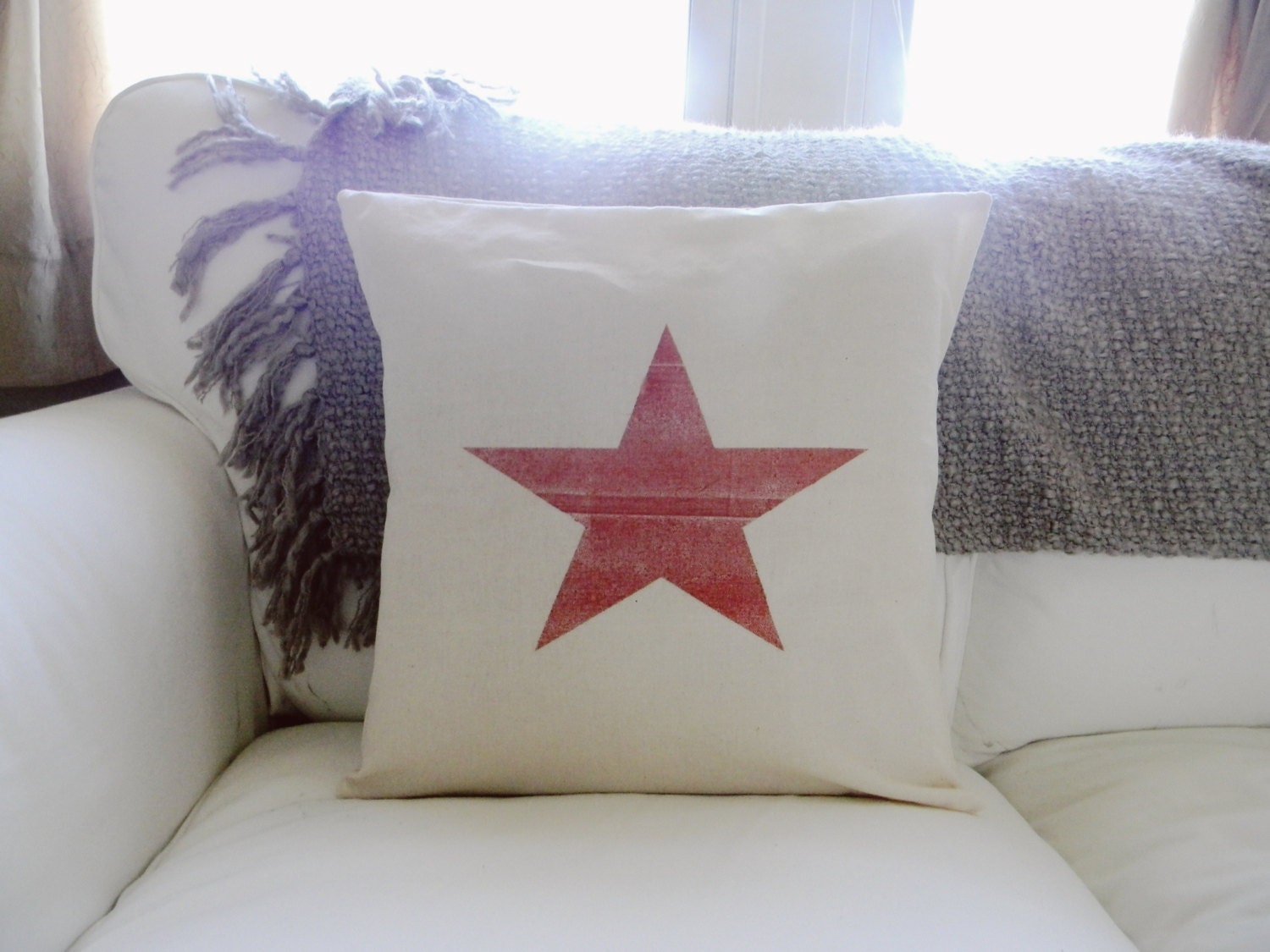 Red Patriotic Star 16 x 16 Pillow Cover, Military, patriotic, present, houswarming gift, 4th of July, America