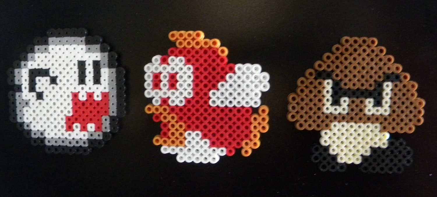 Mario Baddies Perler Bead Sprite Magnet Set Video Game Nintendo
