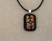 Black Glass Fusion Pendant With Dichroic Glass