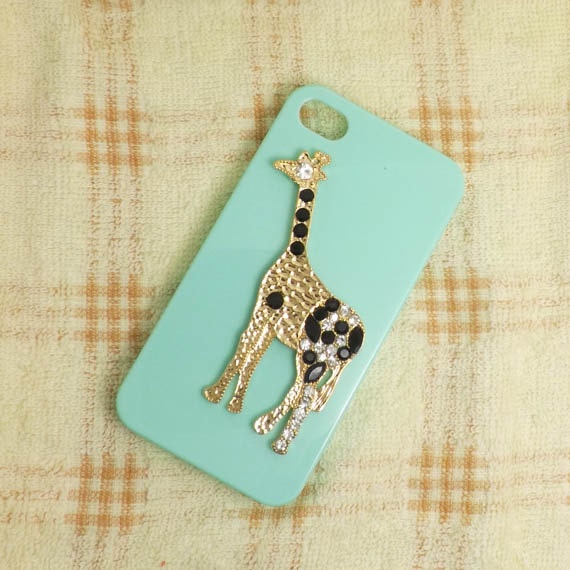 Crystal Alloy Giraffe DIY iPhone 4 4S 5 Cover Case Apple Accessory- Choose the Color and Size of Case