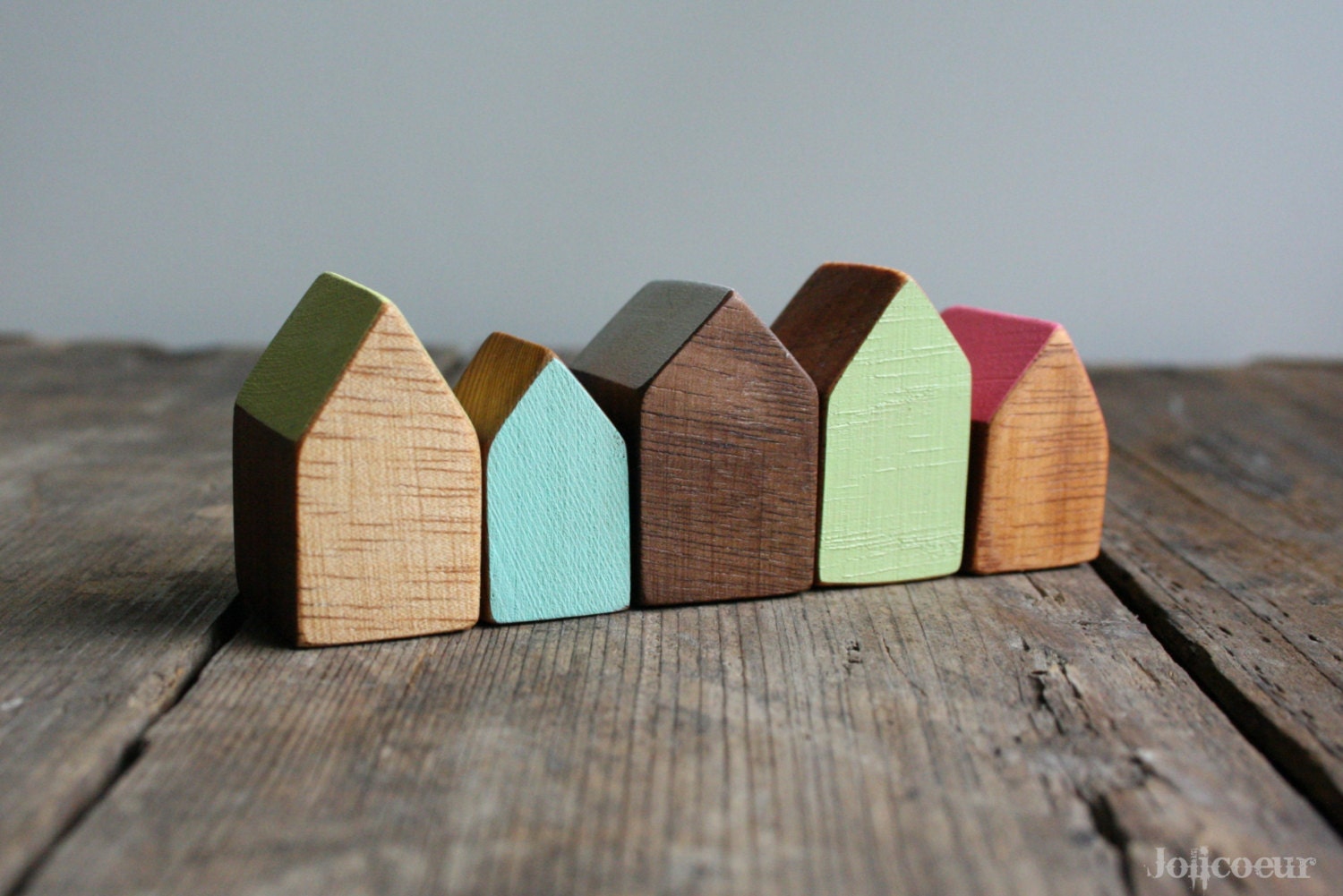 Miniature Wooden House, Hand Painted Wood House, Small Wooden House, Modern Wood Decor, Decorative Little Wooden House