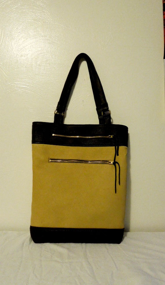 Laptop bag 18x12x4Black- Yellow   Elk leather Large   tote bag. women.  summer  style.  shoulder bag.purse. messenger