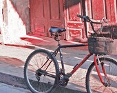 Red Bicycle Photography 8x10 - Wall Decor - Fine Art Photography Print - Greece, Red, White