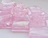 Pink Square Glass Foil Beads, Destash Lot of 20, Jewelry Making Supplies